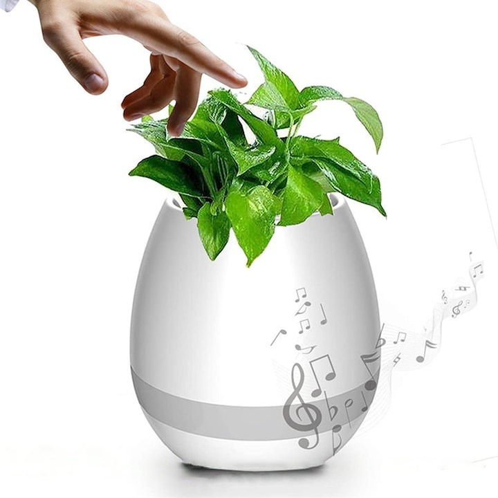 Boxa bluetooth, ghiveci muzical cu lumina de veghe, 5W - Alb [4]