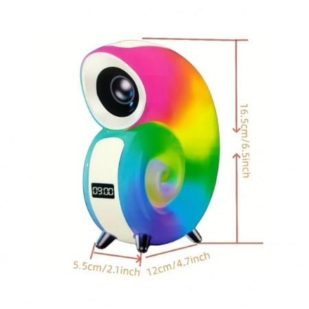 Boxa portabila, bluetooth, cu ceas si lumini RGB, designe melc - Multicolor [2]