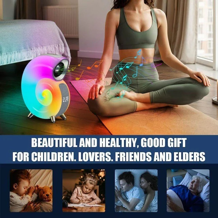 Boxa portabila, bluetooth, cu ceas si lumini RGB, designe melc - Multicolor [4]