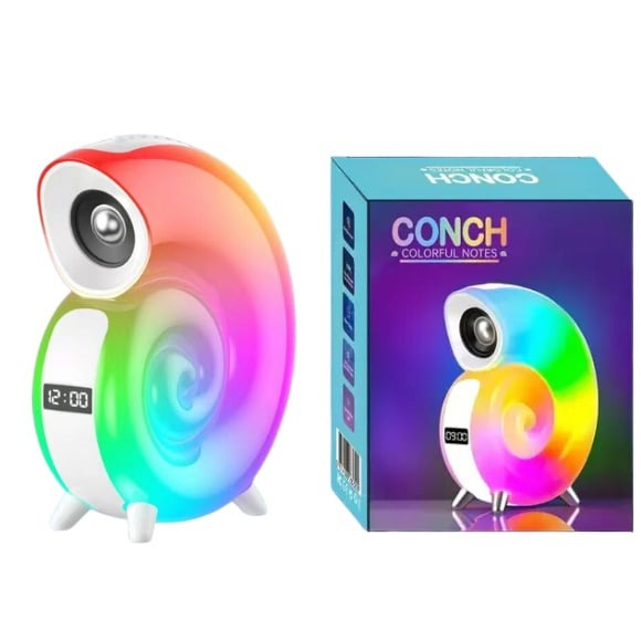 Boxa portabila, bluetooth, cu ceas si lumini RGB, designe melc - Multicolor