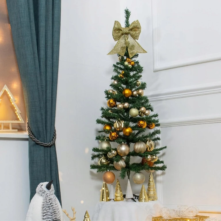 Brad artificial verde 90 cm pentru Craciun, cu ramuri flexibile, suport inclus, reutilizabil [8]