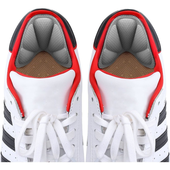 Branturi pentru calcai cu pernite din spuma cu memorie, 2 piese, confort sporit si amortizare, autoadezive, design universal pentru reducerea frecarii si stabilizarea piciorului, culoare gri [6]