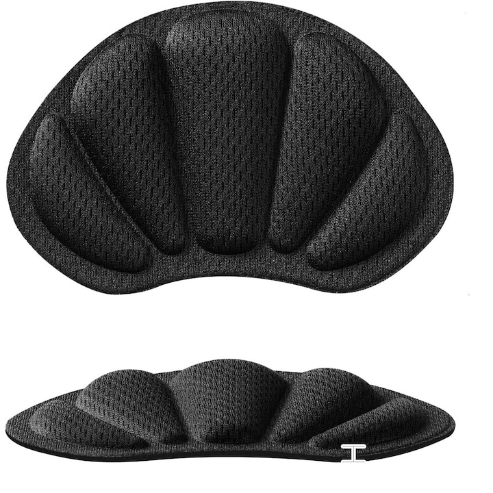 Branturi pentru calcai cu pernite din spuma cu memorie, 2 piese, confort sporit si amortizare, autoadezive, design universal pentru reducerea frecarii si stabilizarea piciorului, culoare negru [2]