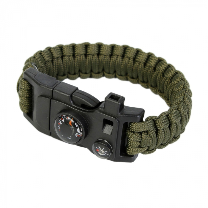 Kit Supravietuire de camping tip Bratara Survival 5in1 - Verde [2]