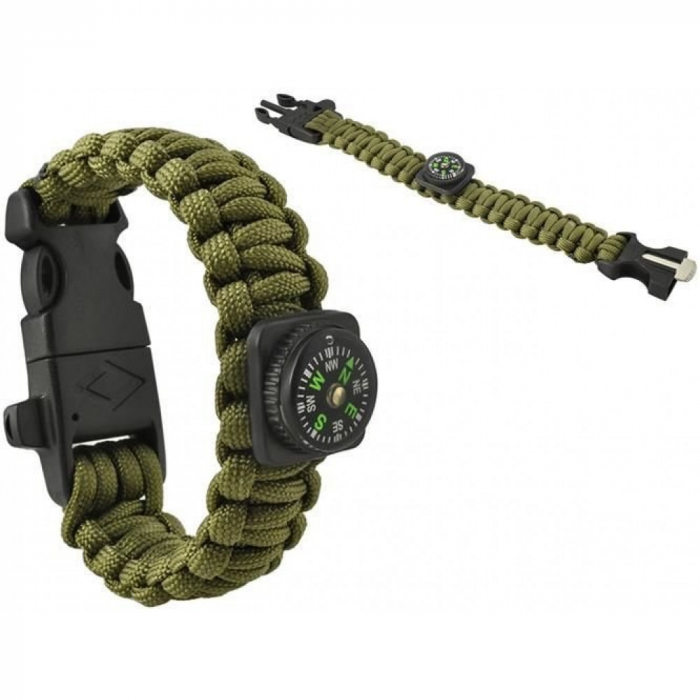 Kit Supravietuire de camping tip Bratara Survival 5in1 - Verde [4]