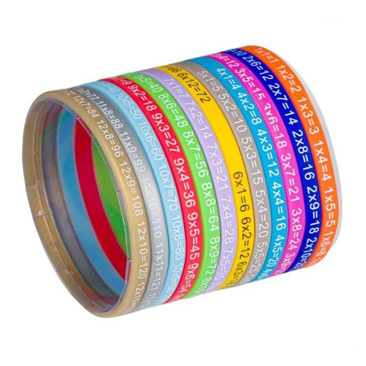 Bratari educationale multicolor, set 12 bucati, tabla inmultirii, silicon flexibil, pentru invatarea matematicii prin joaca, 4 ani+ [2]