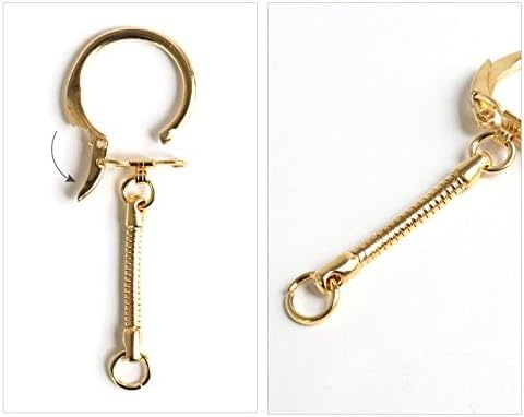 Breloc auriu cu carabina laterala si lant metalic pentru chei, genti, fermoare si accesorii handmade, 6 cm [3]