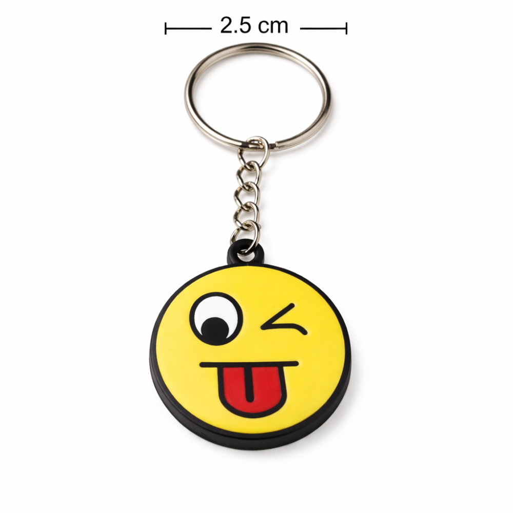 Breloc chei emoticon haios cu limba scoasa, metalic, galben, 9.8 x 3.8 cm, inel 2.6 cm, accesoriu decorativ [2]