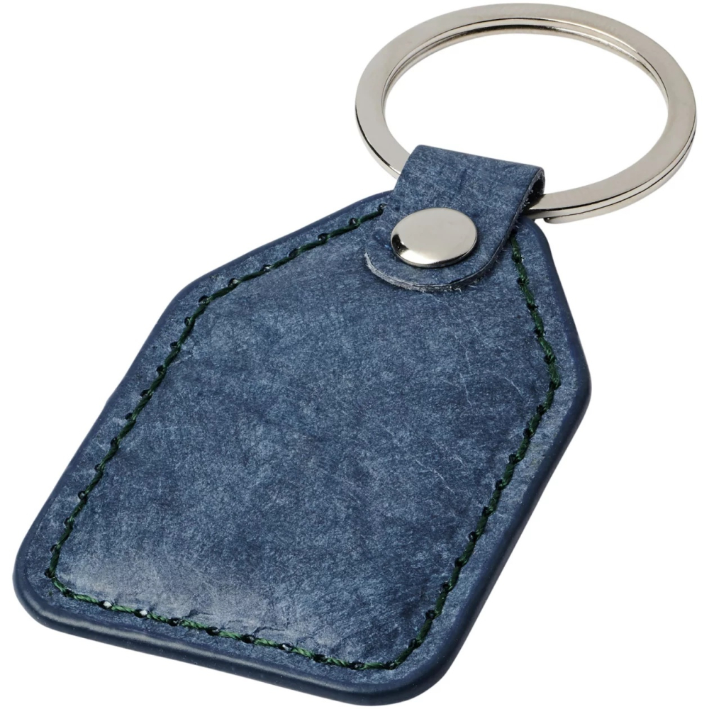 Breloc chei imitatie piele personalizabil, albastru, 9.5 x 4 cm, inel 3 cm, design elegant minimalist [5]