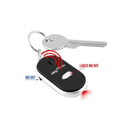 Dispozitiv breloc pierdere chei,localizare prin sunet, mini lanterna LED - Negru [2]