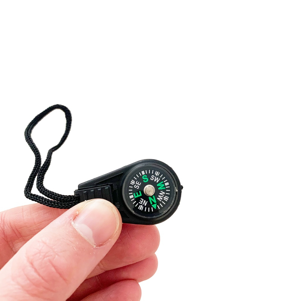 Breloc cu busola si snur, accesoriu drumetii camping orientare, compact si usor, negru, 13 cm [6]