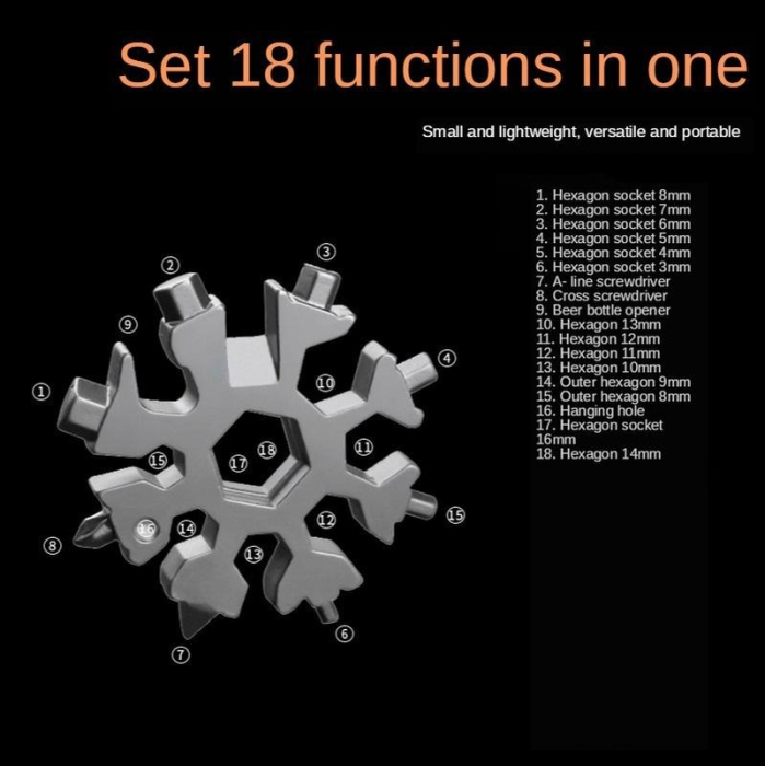 Surubelnita multifunctionala,18 in1, Model fulg de nea 6x6 cm - Auriu [4]