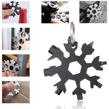 Surubelnita multifunctionala,18 in1, Model fulg de nea 6x6 cm - Negru [2]