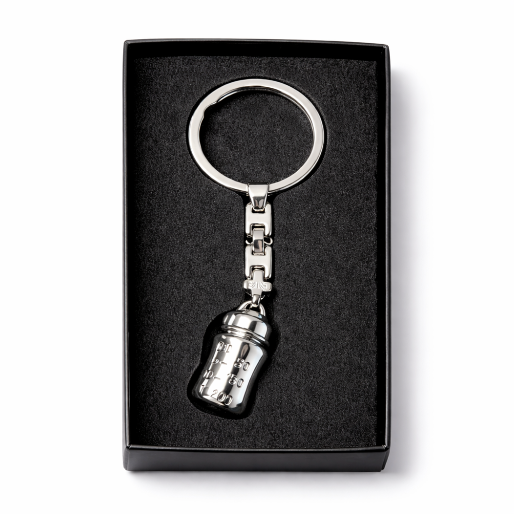 Breloc metalic model biberon, finisaj lucios elegant, lungime 10 cm, inel 3.5 cm, accesoriu chei, cutie cadou inclusa [3]