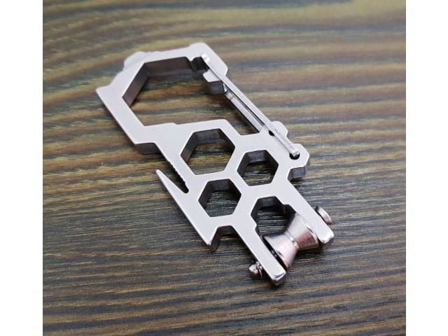 Breloc multifunctional, tip carabina, otel inoxidabil, 9 x 3.8 x 0.6 cm, argintiu [7]