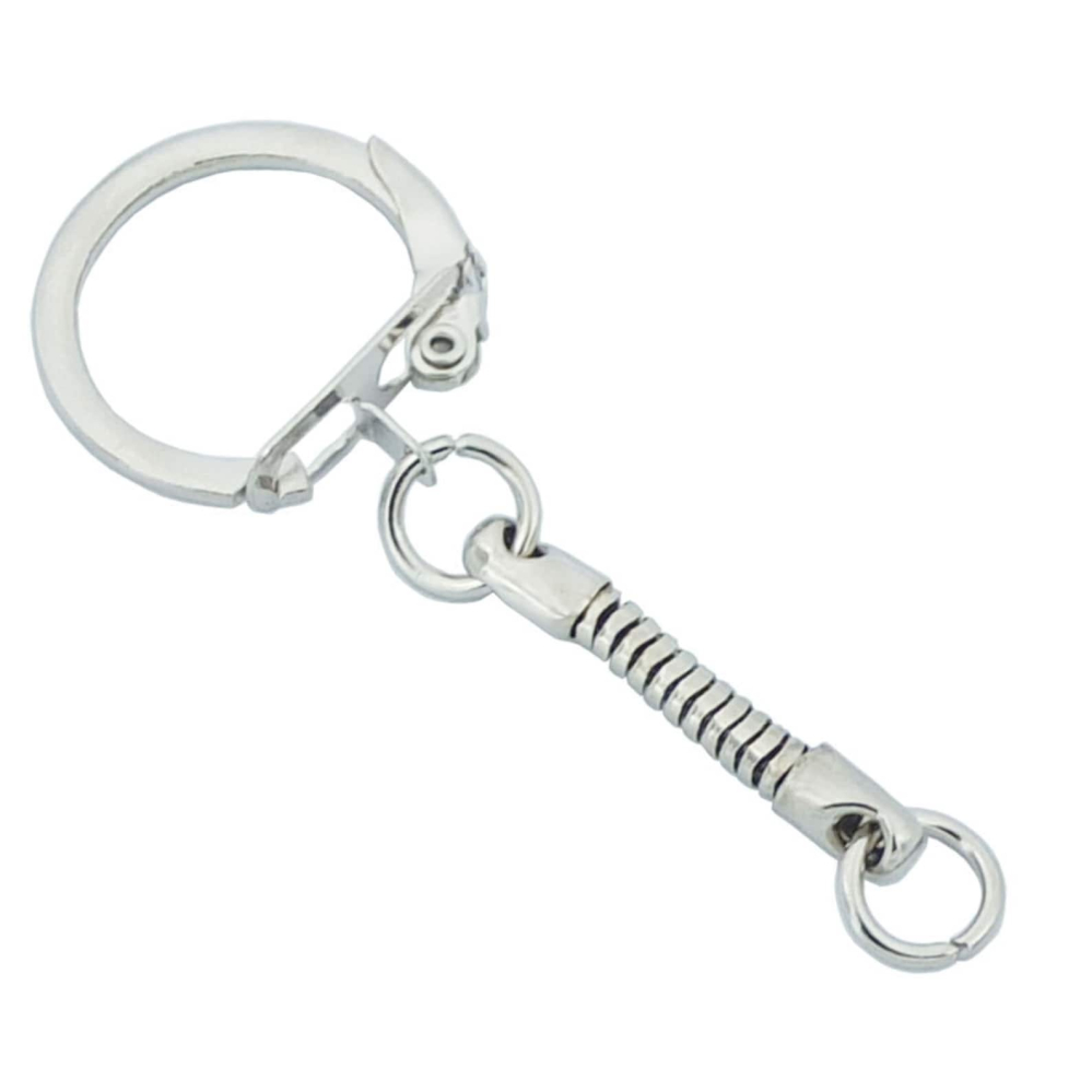 Breloc pentru chei argintiu cu carabina laterala si lant metalic pentru genti, fermoare si accesorii handmade, 6 cm [3]