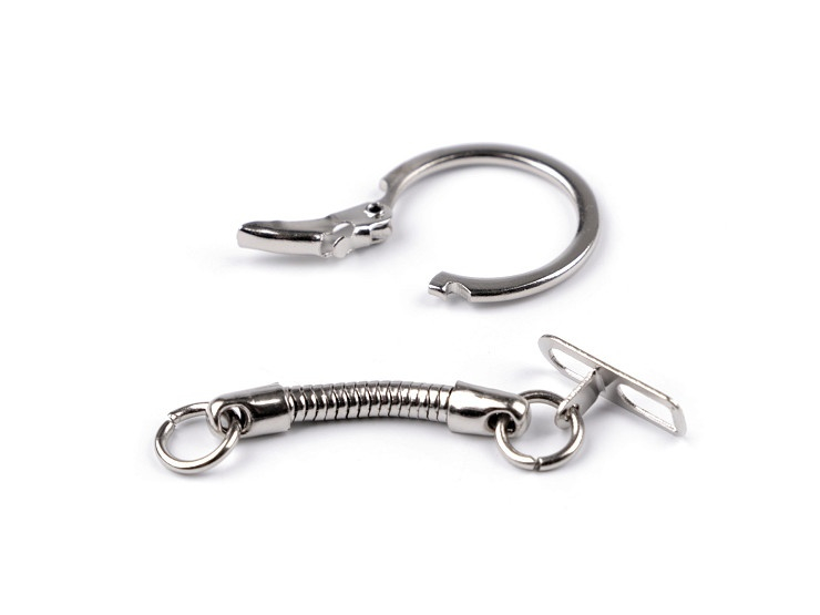Breloc pentru chei argintiu cu carabina laterala si lant metalic pentru genti, fermoare si accesorii handmade, 6 cm [4]
