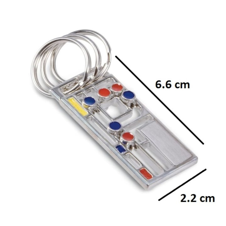 Breloc puzzle anti stres pentru 3 chei, bile colorate mobile, metal multicolor, organizare chei, design geometric modern [3]