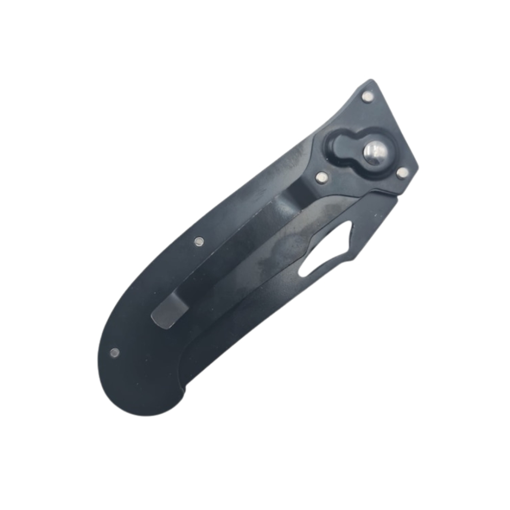 Briceag de buzunar cu deschidere rapida pe buton, lama inox curbata, sistem prindere curea tip scorpion, 20 cm, negru [6]