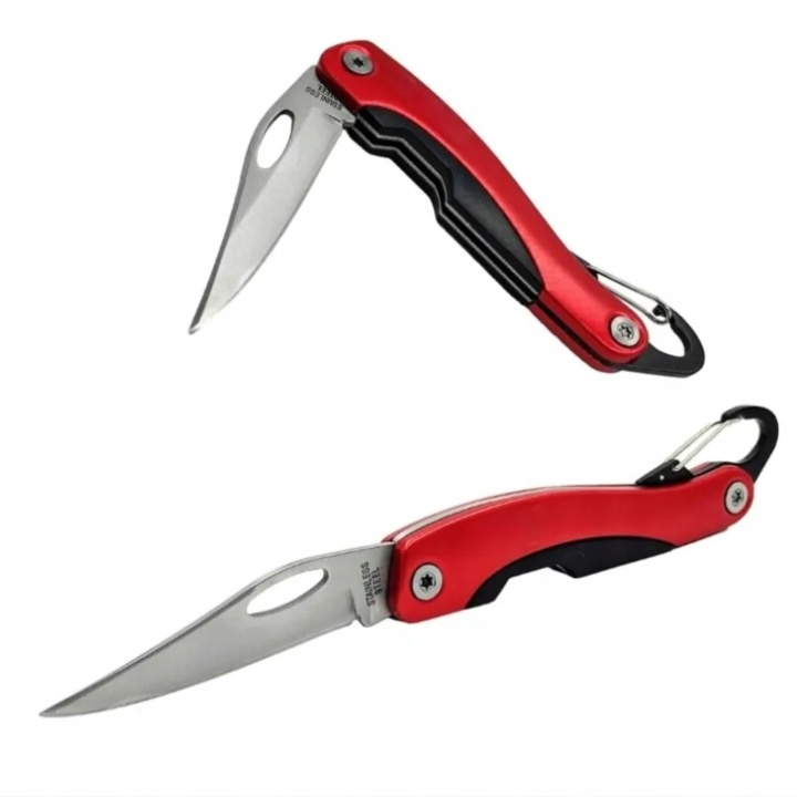 Briceag pliabil, cu carabina, camping, drumetii, supravietuire, 19 cm, lama otel inoxidabil, rosu/negru [4]