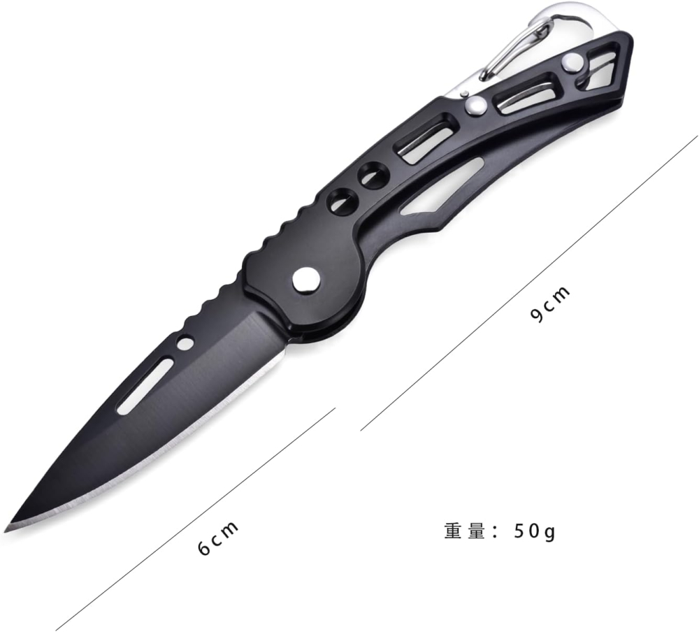 Briceag Pliabil din Oțel, 15 cm, Lamă Ascuțită, Negru cu Carabină de Prindere [4]