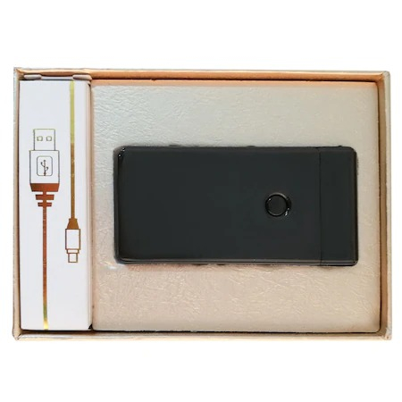 Bricheta cu Flacara Anti-Vant, Functioneaza Fara Gaz, Incarcare USB, Culoare Negru [3]