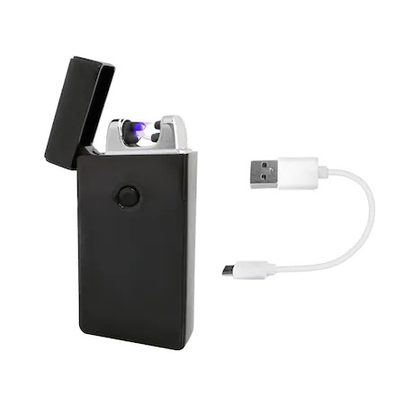 Bricheta cu Flacara Anti-Vant, Functioneaza Fara Gaz, Incarcare USB, Culoare Negru [2]