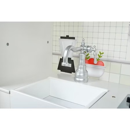 Bucatarie din lemn pentru copii 91x102 cm,2 becuri LED,accesorii incluse - Alb [7]