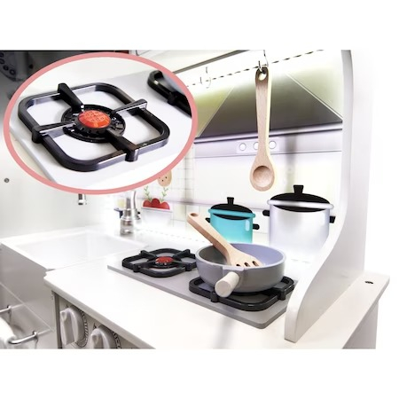 Bucatarie din lemn pentru copii 91x102 cm,banda multicolora LED,accesorii incluse - Alb [4]