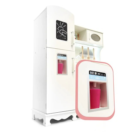 Bucatarie din lemn pentru copii 91x102 cm,banda multicolora LED,accesorii incluse - Alb [2]