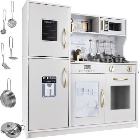 Bucatarie din lemn multifunctionala pentru copii, dimensiune 80x80 cm - Alb [2]