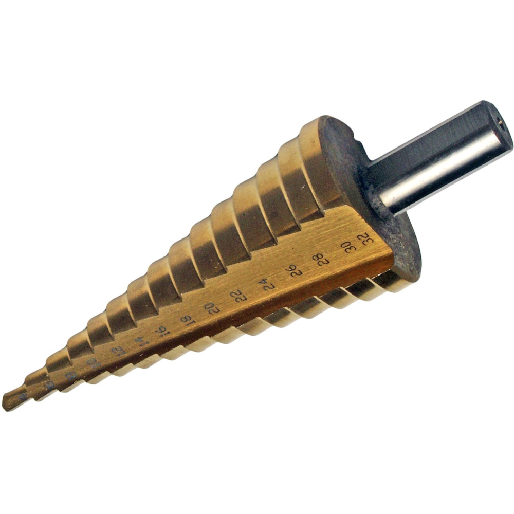 Burghiu conic in trepte 4-32 mm pentru metal, acoperire titan, gaurire progresiva fara bavuri [3]