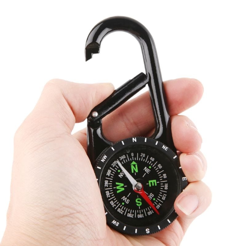 Busola de buzunar cu carabina metalica, orientare precisa, cadran clar cu gradatii, pentru camping drumetii explorare si supravietuire, neagra [4]
