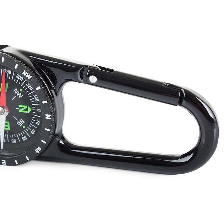 Busola de buzunar cu carabina metalica, orientare precisa, cadran clar cu gradatii, pentru camping drumetii explorare si supravietuire, neagra [8]