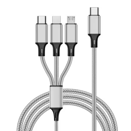 Cablu incarcare rapida telefon 3in1,micro USB,type C,iphone,lungime 115 cm - Gri [2]