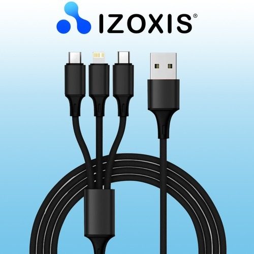 Cablu Izoxis 3in1 incarcare rapida, micro USB, type C, iphone 115 cm - Negru [3]
