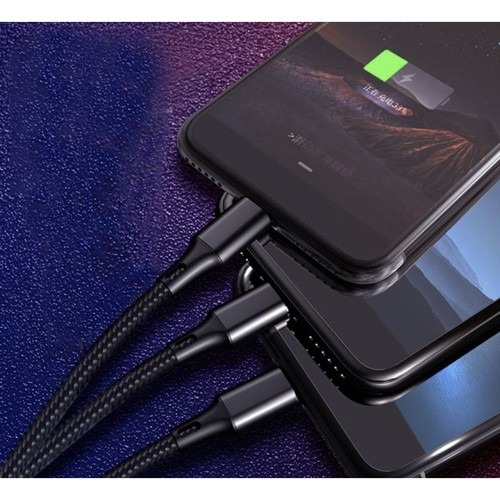 Cablu Izoxis 3in1 incarcare rapida, micro USB, type C, iphone 115 cm - Negru [6]