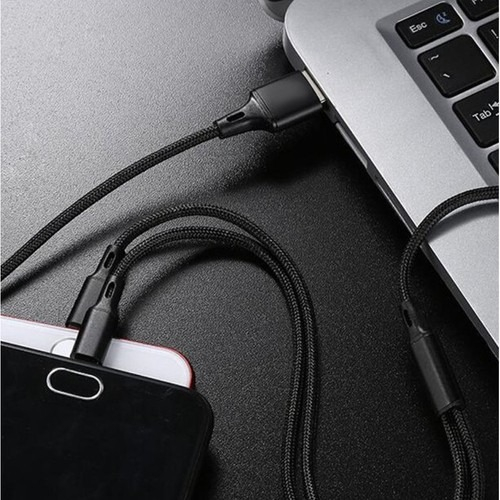 Cablu Izoxis 3in1 incarcare rapida, micro USB, type C, iphone 115 cm - Negru [4]