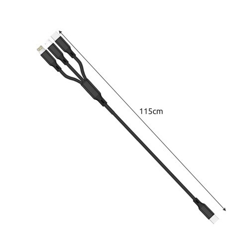 Cablu Izoxis 3in1 incarcare rapida, micro USB, type C, iphone 115 cm - Negru [2]