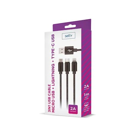 Cablu date si incarcare 3in1, incarcare rapida 100 cm - Negru [2]