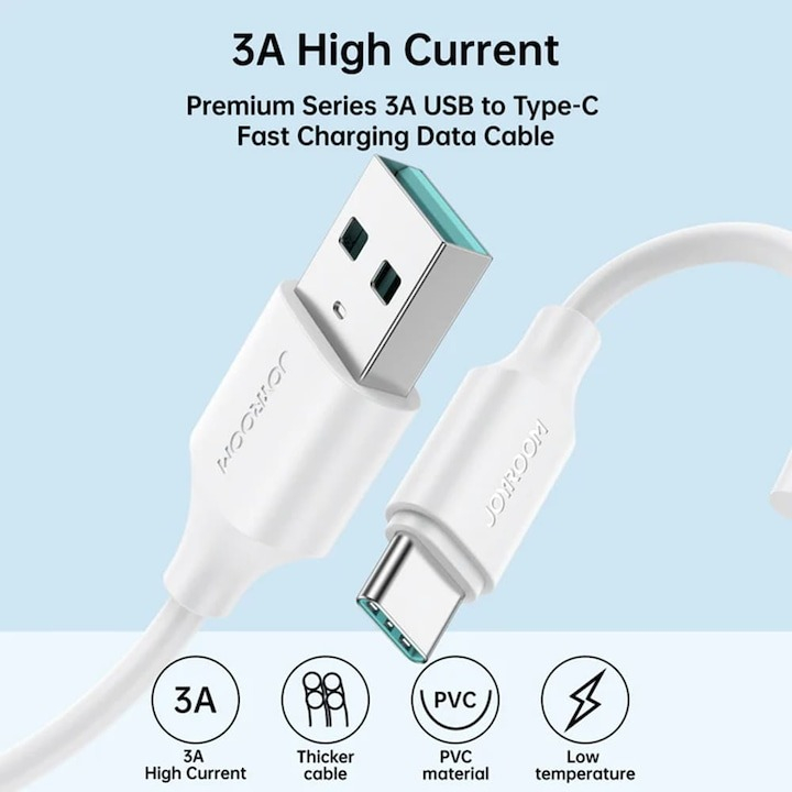 Cablu de incarcare rapida si transfer date, USB-A la type C, lungime 1 m, 480 Mbps, negru [3]