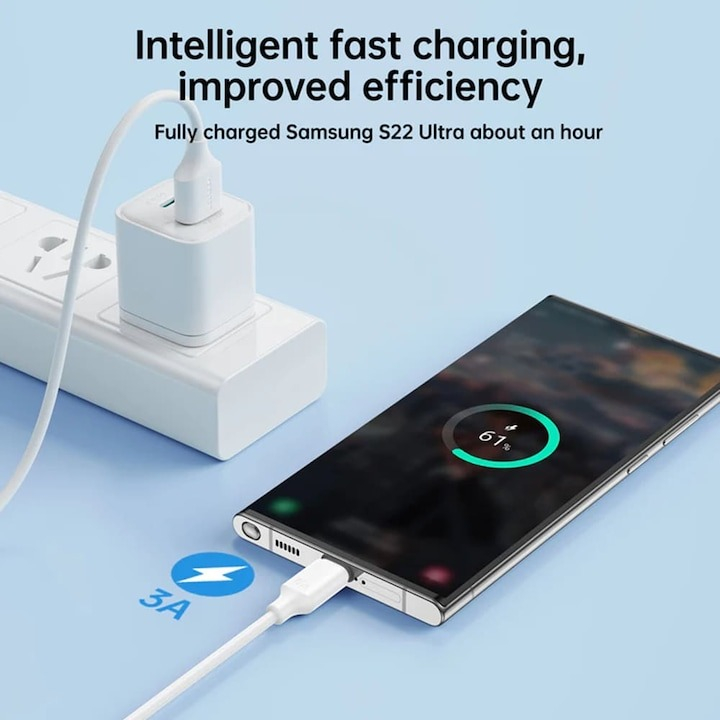 Cablu de incarcare rapida si transfer date, USB-A la type C, lungime 1 m, 480 Mbps, negru [4]