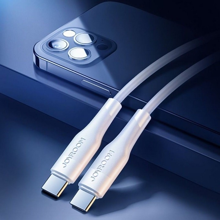 Cablu de incarcare si transfer date, 60W, USB tip C la USB tip C, lungime 1.2 m, alb [3]