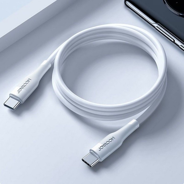 Cablu de incarcare si transfer date, 60W, USB tip C la USB tip C, lungime 1.2 m, alb [2]