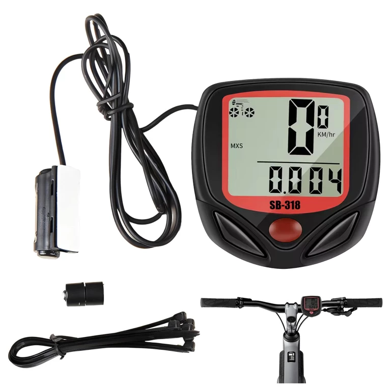 Calculator de bicicleta negru 46 x 46 mm, 15 functii, cu fir, display LCD iluminat [10]