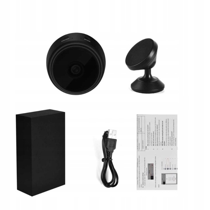 Camera de supraveghere WiFi Full HD 1080p, detectare miscare, suport magnetic 360°, inregistrare pe card microSD, acumulator reincarcabil, negru [2]
