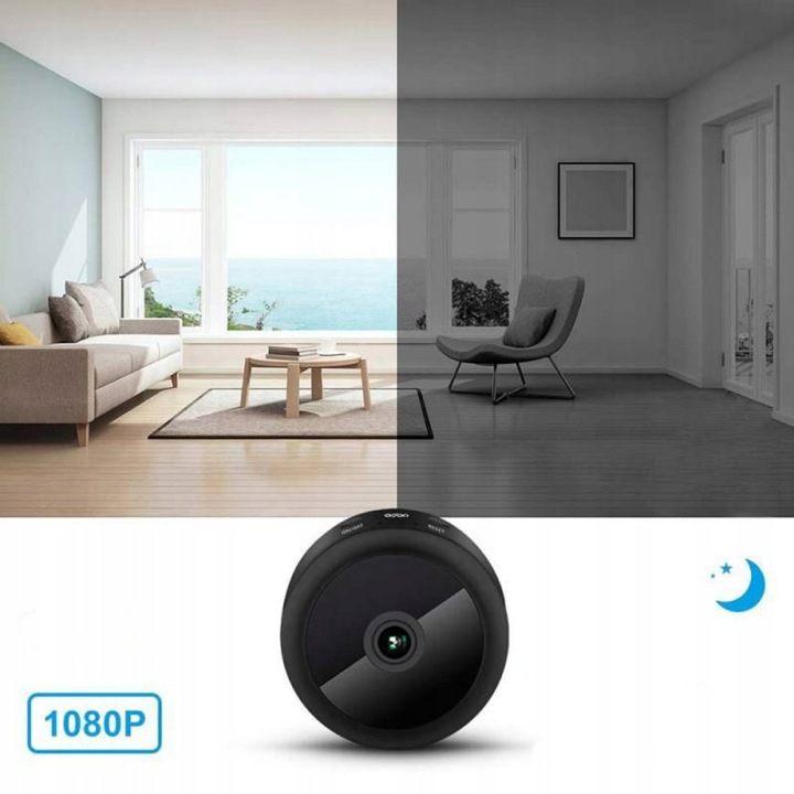 Camera de supraveghere WiFi Full HD 1080p, detectare miscare, suport magnetic 360°, inregistrare pe card microSD, acumulator reincarcabil, negru [7]
