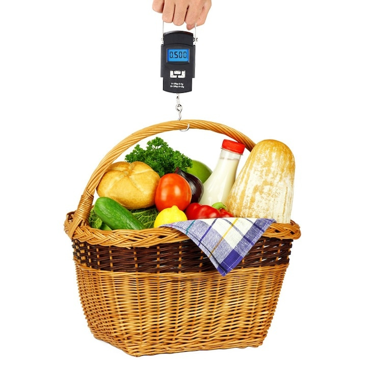 Cantar digital portabil pentru bagaje, 50 kg, functii HOLD si TARE, afisaj LCD, unitati multiple, carlig inox, negru [8]