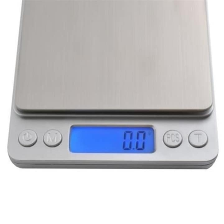 Cantar electronic de bucatarie cu inalta precizie, display LCD iluminat, functie TARA, otel inoxidabil, 2000 g, argintiu [3]