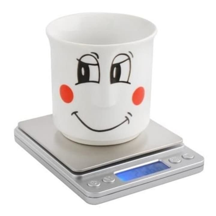 Cantar electronic de bucatarie cu inalta precizie, display LCD iluminat, functie TARA, otel inoxidabil, 2000 g, argintiu [7]